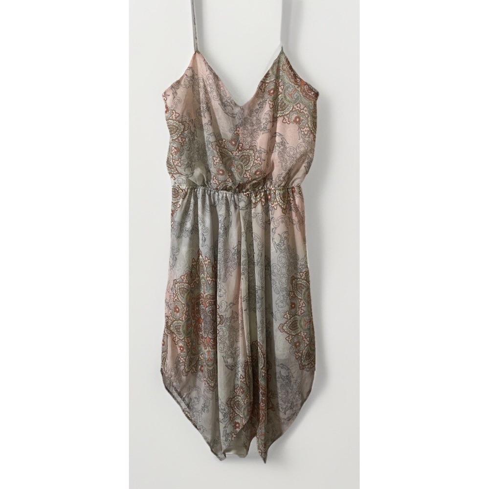 Bailey Blue Paisley Handkerchief Hem Spaghetti Strap Sundress Women XL